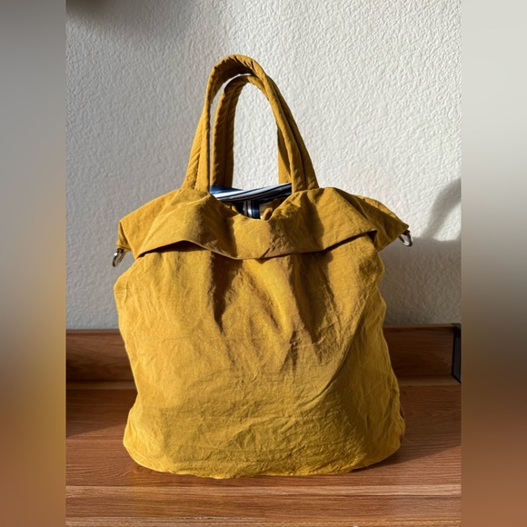 Yellow Women’s Nylon Tote Bag w/ Crossbody Strap/ Bag Scarf - Picture 2 of 5